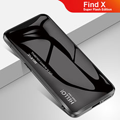 Oppo Find X Super Flash Edition用ハイブリットバンパーケース プラスチック 鏡面 虹 グラデーション 勾配色 カバー Oppo ブラック
