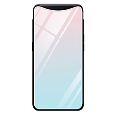 Oppo Find X Super Flash Edition用ハイブリットバンパーケース プラスチック 鏡面 虹 グラデーション 勾配色 カバー H01 Oppo シアン