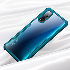 Oppo Find X2用ハイブリットバンパーケース クリア透明 プラスチック 鏡面 カバー H01 Oppo シアン