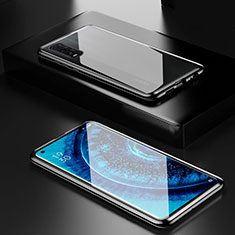 Oppo Find X2用ケース 高級感 手触り良い アルミメタル 製の金属製 360度 フルカバーバンパー 鏡面 カバー M02 Oppo ブラック