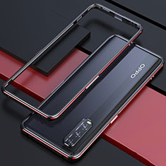 Oppo Find X2用ケース 高級感 手触り良い アルミメタル 製の金属製 バンパー カバー Oppo レッド