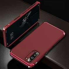 Oppo Find X2 Lite用ケース 高級感 手触り良い アルミメタル 製の金属製 カバー T01 Oppo レッド