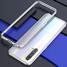 Oppo Find X2 Lite用ケース 高級感 手触り良い アルミメタル 製の金属製 バンパー カバー Oppo シルバー