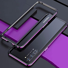 Oppo Find X2 Lite用ケース 高級感 手触り良い アルミメタル 製の金属製 バンパー カバー Oppo パープル