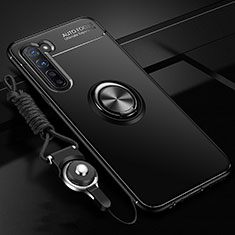Oppo Find X2 Lite用極薄ソフトケース シリコンケース 耐衝撃 全面保護 アンド指輪 マグネット式 バンパー A01 Oppo ブラック