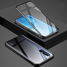 Oppo Find X2 Neo用ケース 高級感 手触り良い アルミメタル 製の金属製 360度 フルカバーバンパー 鏡面 カバー T01 Oppo ブラック