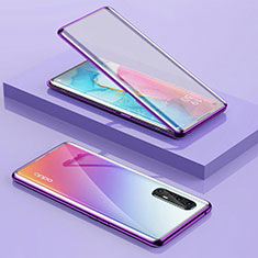 Oppo Find X2 Neo用ケース 高級感 手触り良い アルミメタル 製の金属製 360度 フルカバーバンパー 鏡面 カバー Oppo パープル