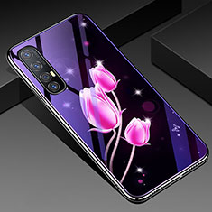 Oppo Find X2 Neo用ハイブリットバンパーケース プラスチック 鏡面 花 カバー Oppo ローズレッド