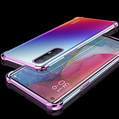 Oppo Find X2 Neo用極薄ソフトケース シリコンケース 耐衝撃 全面保護 クリア透明 H04 Oppo パープル