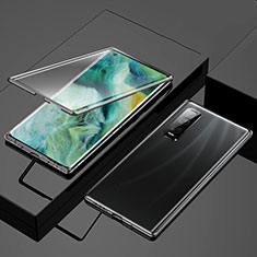 Oppo Find X2 Pro用ケース 高級感 手触り良い アルミメタル 製の金属製 360度 フルカバーバンパー 鏡面 カバー T01 Oppo ブラック