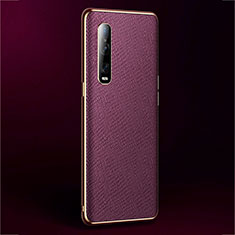 Oppo Find X2 Pro用ケース 高級感 手触り良いレザー柄 U02 Oppo ワインレッド