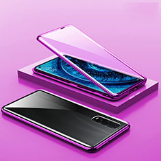 Oppo Find X2 Pro用ケース 高級感 手触り良い アルミメタル 製の金属製 360度 フルカバーバンパー 鏡面 カバー A02 Oppo パープル