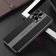 Oppo Find X3 5G用ケース 高級感 手触り良い アルミメタル 製の金属製 兼シリコン カバー J01 Oppo ブラック
