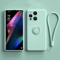 Oppo Find X3 5G用極薄ソフトケース シリコンケース 耐衝撃 全面保護 アンド指輪 マグネット式 バンパー S01 Oppo オリーブグリーン