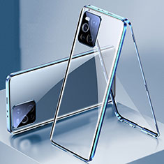 Oppo Find X3 5G用ケース 高級感 手触り良い アルミメタル 製の金属製 360度 フルカバーバンパー 鏡面 カバー P01 Oppo ネイビー