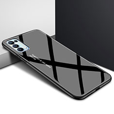Oppo Find X3 Lite 5G用ハイブリットバンパーケース プラスチック 鏡面 カバー Oppo ブラック
