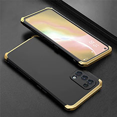 Oppo Find X3 Lite 5G用360度 フルカバー ケース 高級感 手触り良い アルミメタル 製の金属製 M02 Oppo ゴールド・ブラック