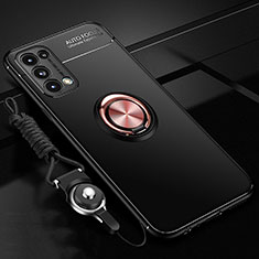 Oppo Find X3 Lite 5G用極薄ソフトケース シリコンケース 耐衝撃 全面保護 アンド指輪 マグネット式 バンパー A02 Oppo ゴールド・ブラック