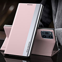 Oppo Find X3 Pro 5G用手帳型 レザーケース スタンド カバー L01 Oppo ピンク