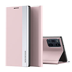 Oppo Find X3 Pro 5G用手帳型 レザーケース スタンド カバー L02 Oppo ピンク