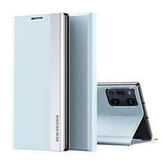 Oppo Find X3 Pro 5G用手帳型 レザーケース スタンド カバー L02 Oppo ライトブルー