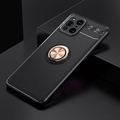 Oppo Find X3 Pro 5G用極薄ソフトケース シリコンケース 耐衝撃 全面保護 アンド指輪 マグネット式 バンパー JM2 Oppo ゴールド・ブラック