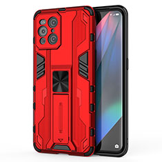 Oppo Find X3 Pro 5G用ハイブリットバンパーケース スタンド プラスチック 兼シリコーン カバー マグネット式 Oppo レッド