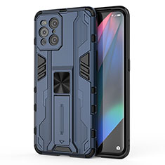 Oppo Find X3 Pro 5G用ハイブリットバンパーケース スタンド プラスチック 兼シリコーン カバー マグネット式 Oppo ネイビー