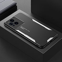 Oppo Find X3 Pro 5G用ケース 高級感 手触り良い アルミメタル 製の金属製 兼シリコン カバー Oppo シルバー