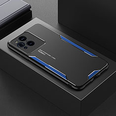 Oppo Find X3 Pro 5G用ケース 高級感 手触り良い アルミメタル 製の金属製 兼シリコン カバー Oppo ネイビー