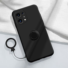 Oppo Find X5 5G用極薄ソフトケース シリコンケース 耐衝撃 全面保護 アンド指輪 マグネット式 バンパー S04 Oppo ブラック