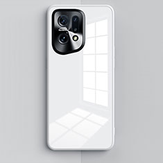 Oppo Find X5 5G用ハイブリットバンパーケース プラスチック 鏡面 カバー Oppo ホワイト