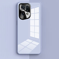 Oppo Find X5 5G用ハイブリットバンパーケース プラスチック 鏡面 カバー Oppo ライトブルー