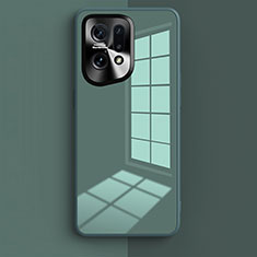 Oppo Find X5 5G用ハイブリットバンパーケース プラスチック 鏡面 カバー Oppo モスグリー