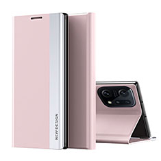 Oppo Find X5 5G用手帳型 レザーケース スタンド カバー L02 Oppo ピンク