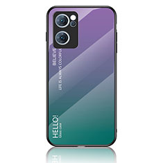 Oppo Find X5 Lite 5G用ハイブリットバンパーケース プラスチック 鏡面 虹 グラデーション 勾配色 カバー LS1 Oppo マルチカラー