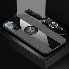 Oppo Find X5 Lite 5G用極薄ソフトケース シリコンケース 耐衝撃 全面保護 アンド指輪 マグネット式 バンパー X03L Oppo グレー