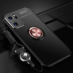 Oppo Find X5 Lite 5G用極薄ソフトケース シリコンケース 耐衝撃 全面保護 アンド指輪 マグネット式 バンパー JM3 Oppo ゴールド・ブラック