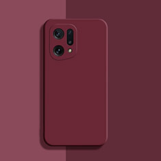 Oppo Find X5 Pro 5G用360度 フルカバー極薄ソフトケース シリコンケース 耐衝撃 全面保護 バンパー S03 Oppo ワインレッド