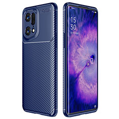 ネイビー Oppo Find X5 Pro 5G用シリコンケース ソフトタッチラバー ツイル カバー Oppo ネイビー