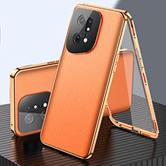 Oppo Find X5 Pro 5G用360度 フルカバー ケース 高級感 手触り良い アルミメタル 製の金属製 Oppo オレンジ
