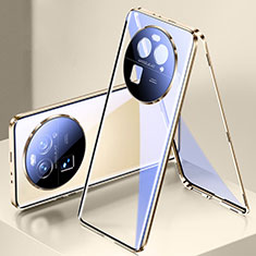 Oppo Find X6 5G用ケース 高級感 手触り良い アルミメタル 製の金属製 360度 フルカバーバンパー 鏡面 カバー P02 Oppo ゴールド