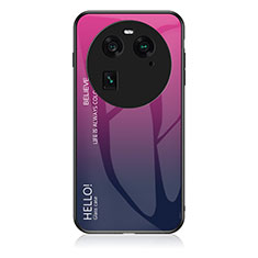 Oppo Find X6 5G用ハイブリットバンパーケース プラスチック 鏡面 虹 グラデーション 勾配色 カバー LS1 Oppo ローズレッド