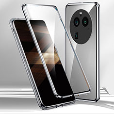 Oppo Find X6 5G用ケース 高級感 手触り良い アルミメタル 製の金属製 360度 フルカバーバンパー 鏡面 カバー Oppo シルバー