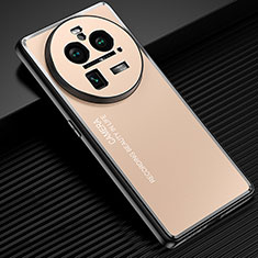 Oppo Find X6 Pro 5G用ケース 高級感 手触り良い アルミメタル 製の金属製 兼シリコン カバー JL2 Oppo ゴールド