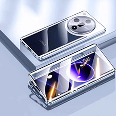 Oppo Find X7 5G用ケース 高級感 手触り良い アルミメタル 製の金属製 360度 フルカバーバンパー 鏡面 カバー P03 Oppo シルバー
