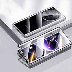 Oppo Find X7 Ultra 5G用ケース 高級感 手触り良い アルミメタル 製の金属製 360度 フルカバーバンパー 鏡面 カバー P03 Oppo ブラック