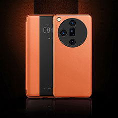 Oppo Find X7 Ultra 5G用手帳型 レザーケース スタンド カバー Oppo オレンジ
