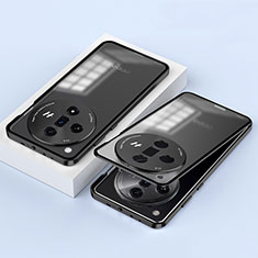 Oppo Find X7 Ultra 5G用ケース 高級感 手触り良い アルミメタル 製の金属製 360度 フルカバーバンパー 鏡面 カバー P02 Oppo ブラック