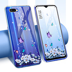 Oppo K1用極薄ソフトケース シリコンケース 耐衝撃 全面保護 クリア透明 花 T01 Oppo パープル